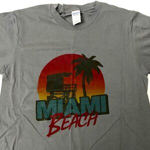 Miami Beach Adult NOS Gray Size Sm-Large T-Shirt